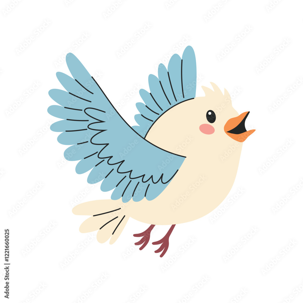 Fototapeta premium Cute bird. Cute flat vector illustration on white background. 