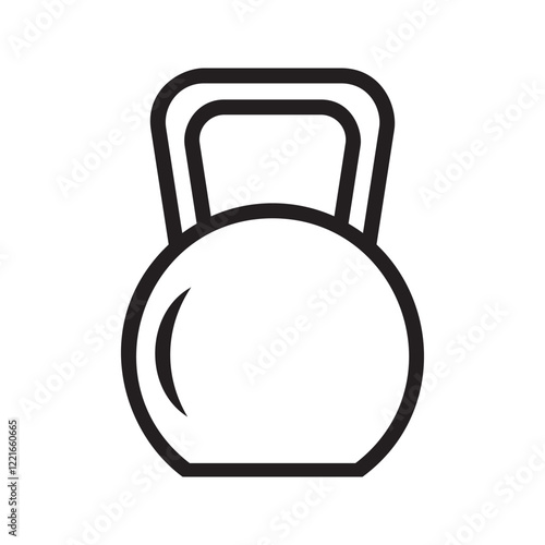 Kettlebell black icon vector illustration isolated on a white. Workout gym tools, accessories. Sport equipment, Gym time concept. Iron kettlebell icon,