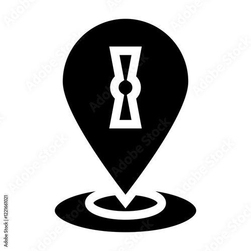 GPS tag with keyhole line icon. Key, lock, password, geolocation, coordinates, satellite, map, direction. Vector icons for business and advertising