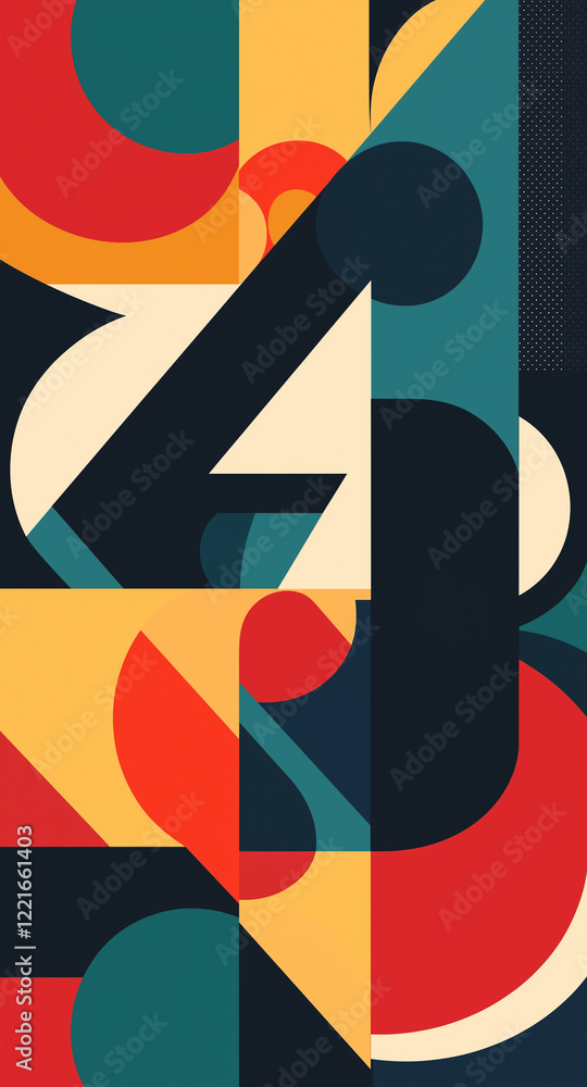 Colorful vertical background of bold shapes with text space