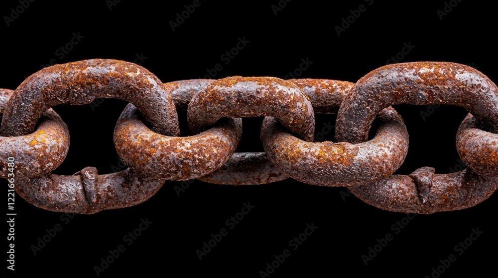Fototapeta premium A close-up view of a rusty metal chain, showcasing its texture and wear.
