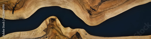 black epoxy resin panel with walnut, texture for design	