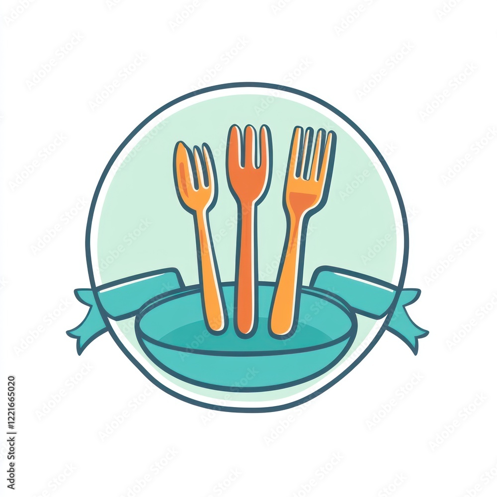 Childrens Utensils in Dish, illustration Childrens Utensils in Dish, illustration