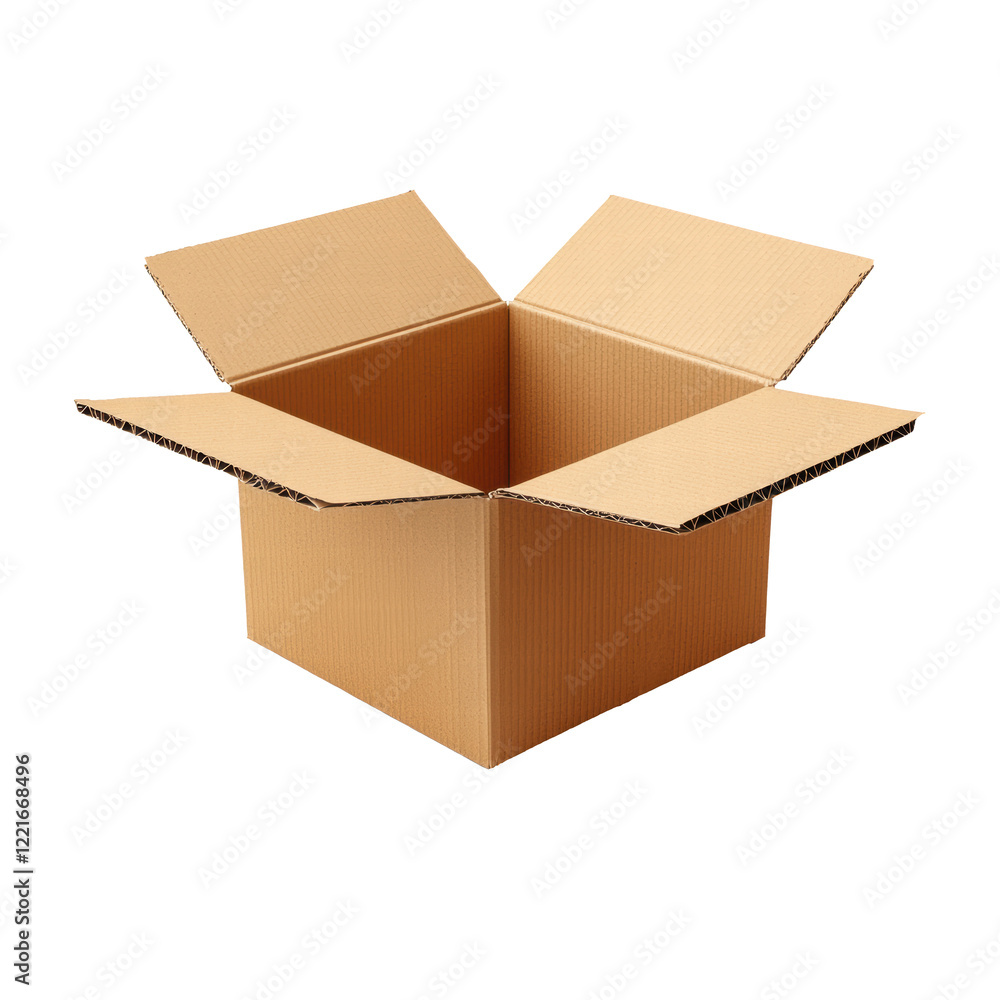 Open empty cardboard box isolated on transparent background Open empty cardboard box isolated on transparent background