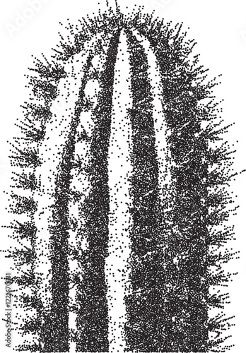 Cactus vintage y2k stipple art, desert halftone stipple brutalist retro vector png with transparent background, succulent 2000s aesthetic photocopy effect tattoo