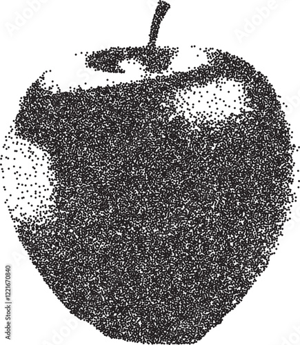 Apple vintage y2k stipple art, fruit halftone stipple brutalist retro vector png with transparent background, organic 2000s aesthetic photocopy effect tattoo