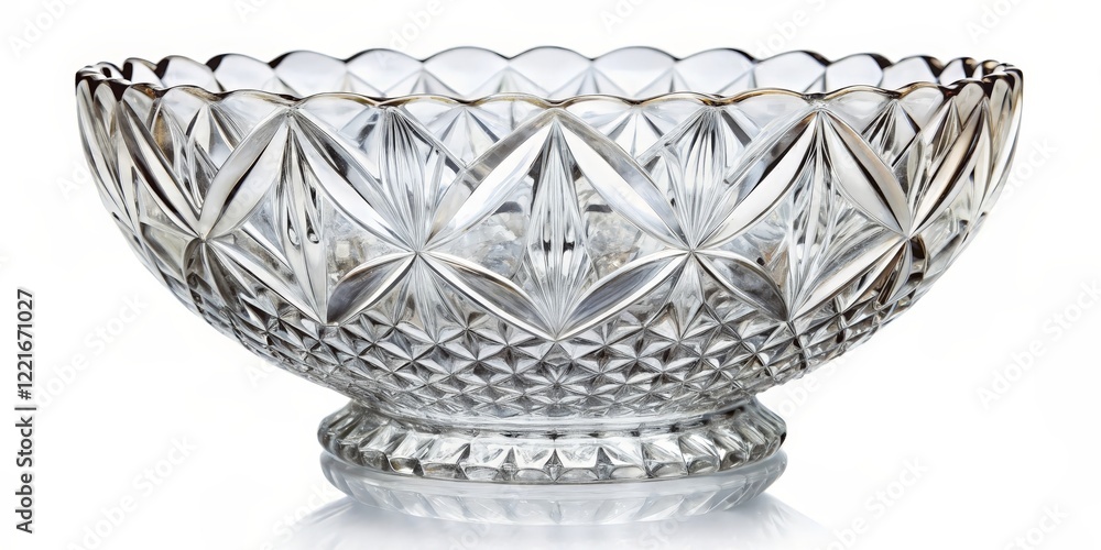Obraz premium Crystal Glass Bowl with Diamond Pattern