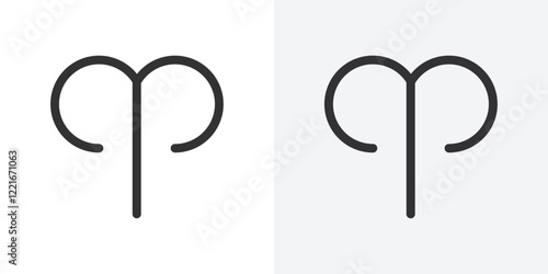 Aries zodiac sign icon Outline vector sign