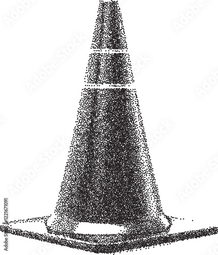 Traffic vintage y2k stipple art, cone halftone stipple brutalist retro vector png with transparent background, safety 2000s aesthetic photocopy effect tattoo