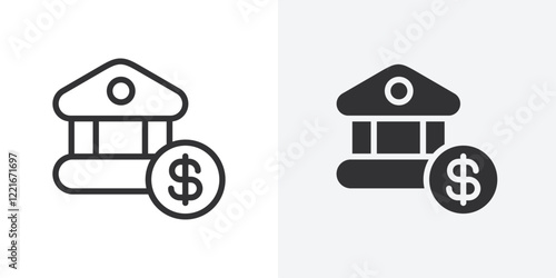 Bank icon Outline vector sign