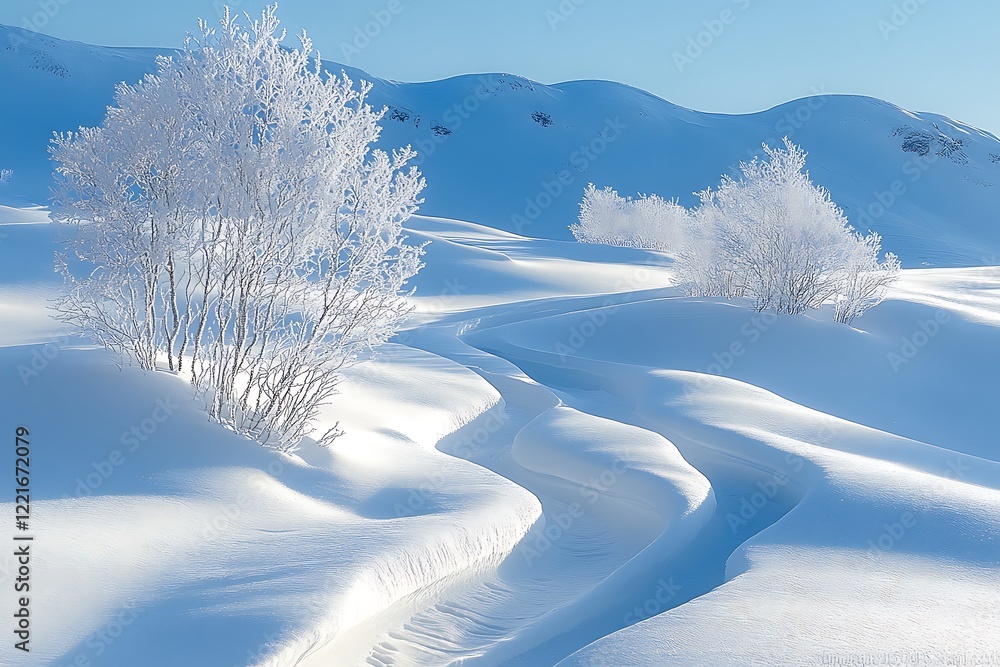 Frosty Trees in a Snowy Mountain Landscape Frosty Trees in a Snowy Mountain Landscape