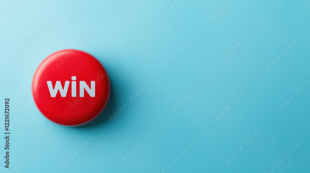 A vibrant red button with the word A vibrant red button with the word