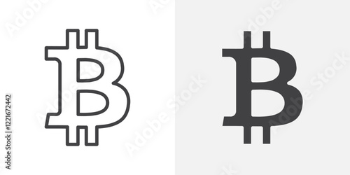 Bitcoin icon Outline vector sign