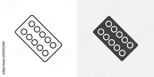 Blister drug pack icon Outline vector sign
