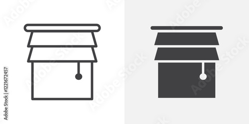 Blinds icon Outline vector sign