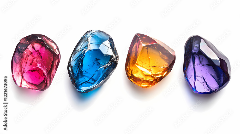 Set of multicolored gems isolated on white background, clipping path included. Obsidian Path. Illustration Set of multicolored gems isolated on white background, clipping path included. Obsidian Path. Illustration