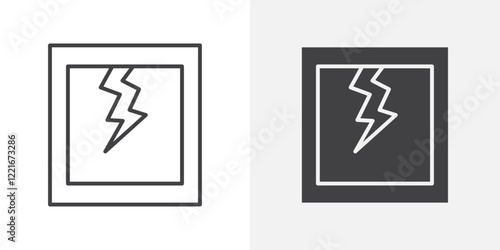 Broken window icon Outline vector sign