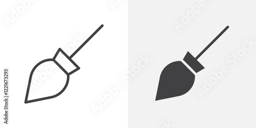 Broom icon Outline vector sign