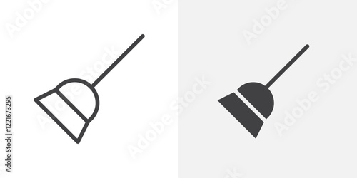 Broom icon Outline vector sign