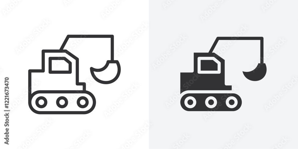 Bulldozer icon Outline vector sign Bulldozer icon Outline vector sign