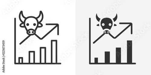 Bull market chart icon Outline vector sign