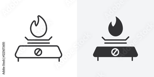 Burner Gas Stove icon Outline vector sign