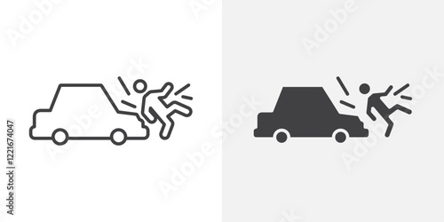 Car accident icon Outline vector sign