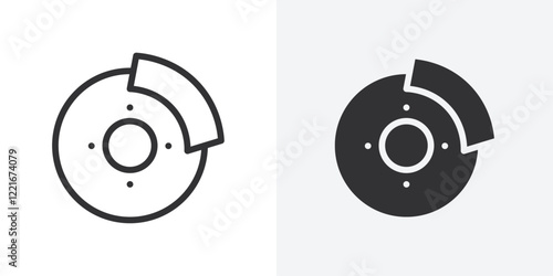 Car brake disk with caliper icon Outline vector sign