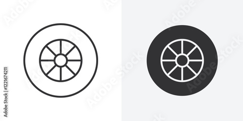 Car wheel icon Outline vector sign