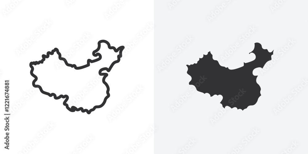 Obraz premium china map icon Outline vector sign