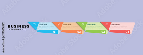 Colorful Infographic Banners with Textboxes and Icons on Light Background