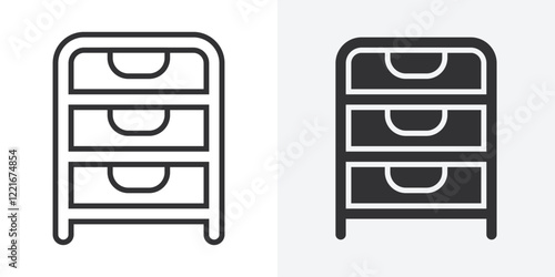 Chest of drawers icon Outline vector sign