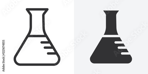 Chemical flask icon Outline vector sign