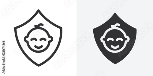 child protect icon Outline vector sign