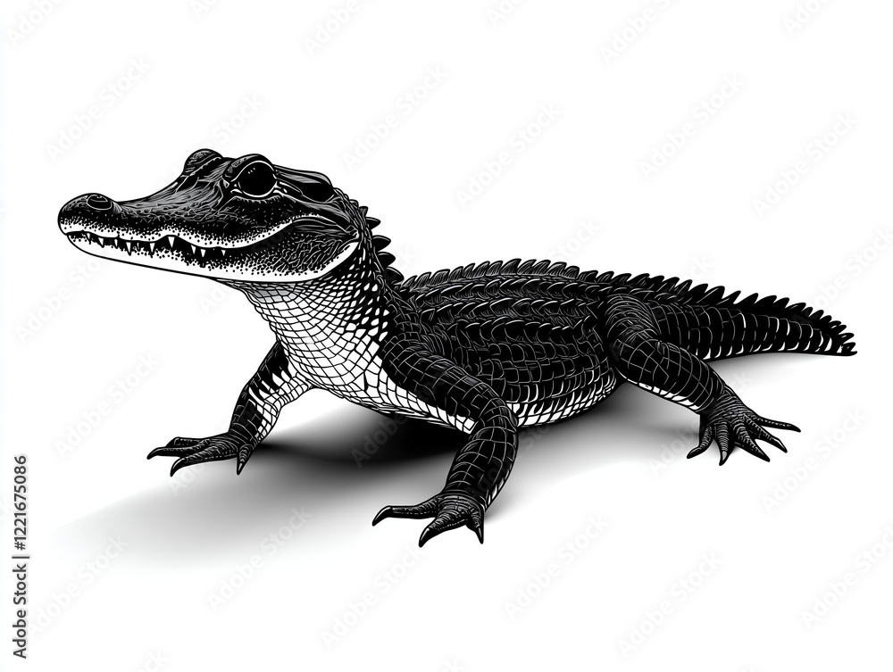 Fototapeta premium alligator silhouette vector black on white background