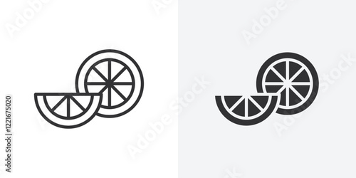 Citrus, lemon, lime, orange, tangerine slice icon Outline vector sign