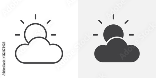 Cloudy Day icon Outline vector sign