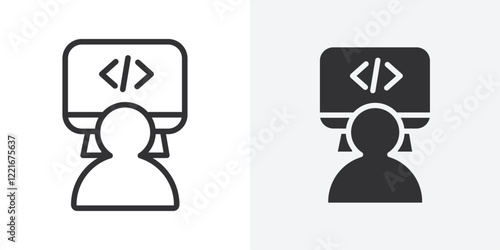 coding icon Outline vector sign