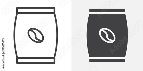 Coffee paper bag icon Outline vector sign