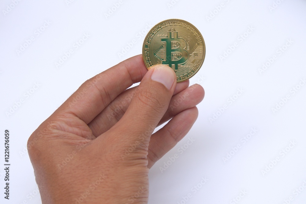 hand holding bitcoin hand holding bitcoin