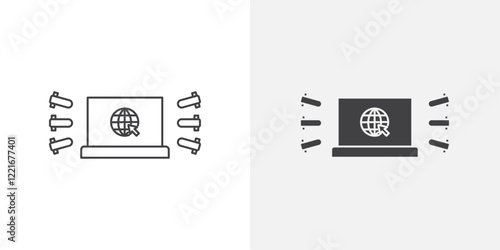 DDOS icon Outline vector sign