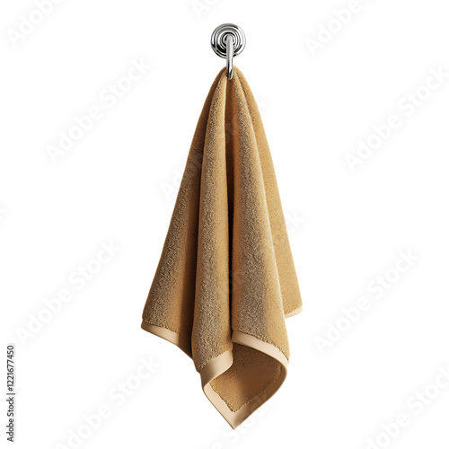 PNG Luxury Bathroom Towel Hanging on Chrome Hook Against Transparent Background photo