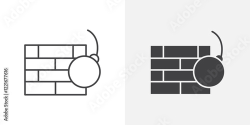 Demolition icon Outline vector sign