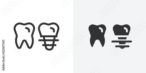 Dental implants icon Outline vector sign