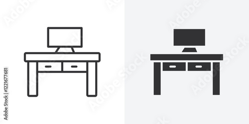 desk icon Outline vector sign