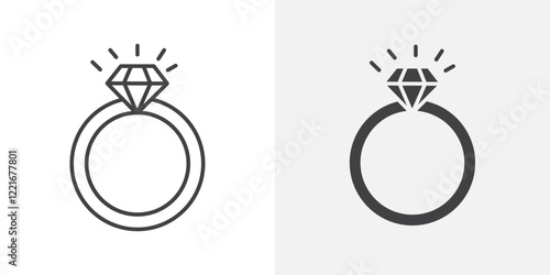 Diamond ring icon Outline vector sign