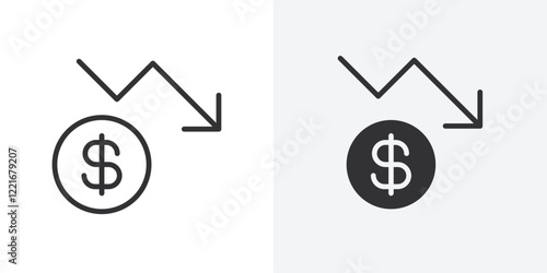 Economic Loss icon Outline vector sign