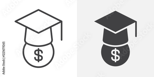 Education cost icon Outline vector sign