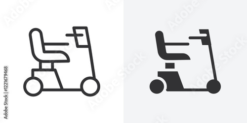 Electric wheelchair scooter icon Outline vector sign