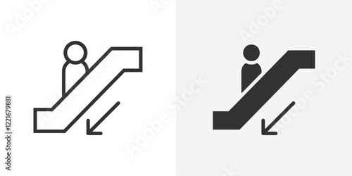 Escalator down icon Outline vector sign